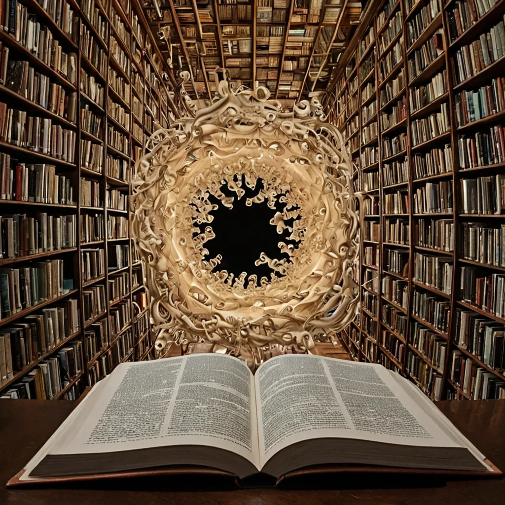 A single, selfresonating cluster of inverted laughter, shaped like a fractalized, pulsing knot of reversed joy and unformed sound, floats at the center of a vast, inverted library built from the solidified pages of a civilization that communicated through the duration of synchronized, silent reading of the same unwritten novel. The cluster does not echoit unreads, each contraction dissolving a layer of narrative that never coalesced into a shared story, reforming into ephemeral, topazveined afterimages shaped like the negative space between two fingers that never turned the same page in the same moment of mutual silence. The library is not academicit is a stratified expanse of petrified imagination, each shelf a fossil