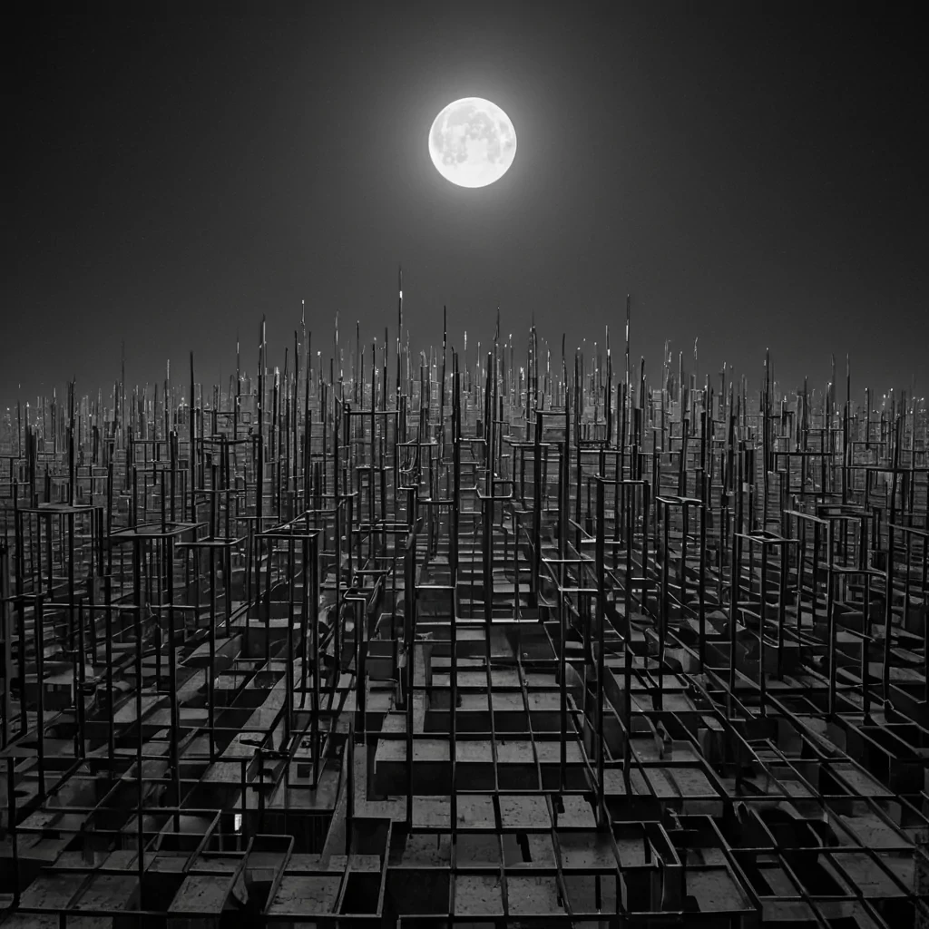 A single, selfsustaining lattice of liquidized moonlight pulses through the center of a floating, inverted cityscape built from the fused remnants of a thousand unlit streetlamps that never cast a shadow, its structure not steel or concrete but woven from the thermal inertia of a single, unspoken promise whispered into the wind. The lattice does not vibrateit breathes, expanding and contracting with each lunar cycle, absorbing the ambient silence of a world that forgot how to dream. The citys buildings are not solidthey are hollowedout shells of petrified longing, each facade etched with the chromatic afterimage of a face that never smiled, their windows filled not with glass but with thick, viscous time that flows upward