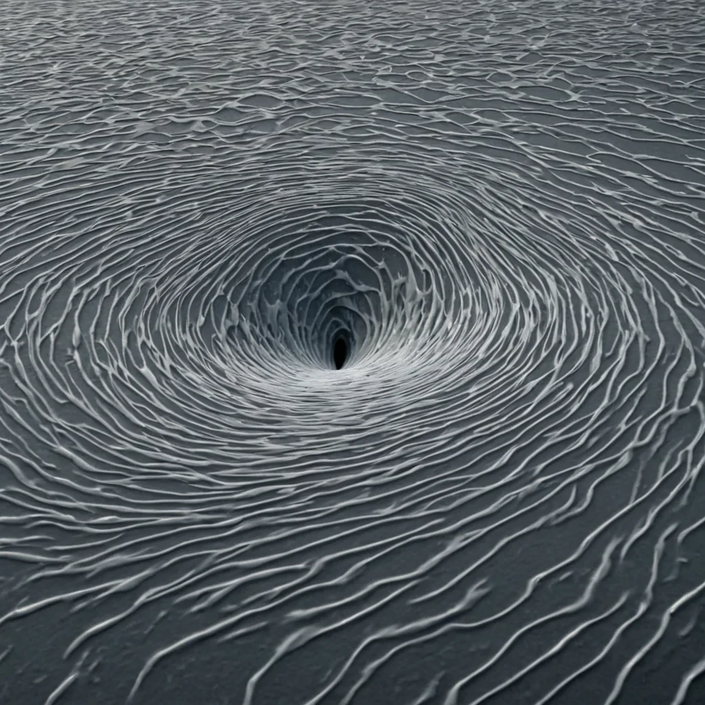 A single, selfoscillating membrane of inverted resonance, shaped like a 43dimensional ripple of unformed sound and reversed vibration, thrums at the center of a vast, inverted ocean of solidified breatheach wave frozen midcrisis in the exact moment between a sighs formation and its refusal to rise, a lullabys hum and its sudden silence, a heartbeats echo and its collapse into stillness. The membrane does not vibrateit unvibrates, each shimmering fold shedding a layer of acoustic potential that never coalesced into a shared melody, reforming into ephemeral, silverveined afterimages shaped like the negative space between two hands that never clapped in rhythm, suspended