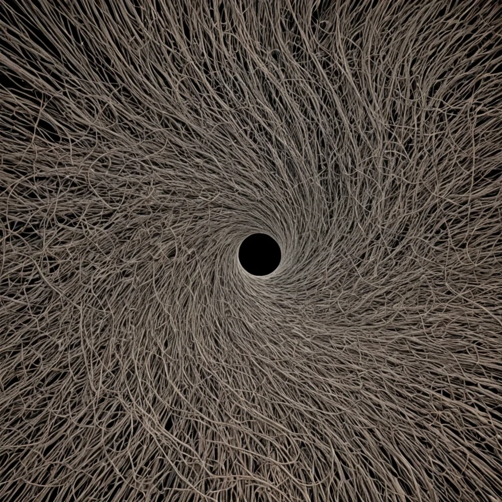 A single, selffragmenting nebula of reversed language, shaped like a 1029dimensional tangle of unformed syntax and inverted semantics, drifts at the center of a vast, inverted archive of solidified silenceeach shelf carved from the exact moment between a word being spoken and its refusal to mean anything, a sentence being written and dissolving into nongrammatical dust, a name being whispered and collapsing into pure, unpronounceable void. The nebula does not communicateit uncommunicates, each shimmering filament shedding a layer of linguistic potential that never coalesced into shared understanding, reforming into ephemeral, obsidianthreaded afterimages shaped like the negative space between two tongues that never formed