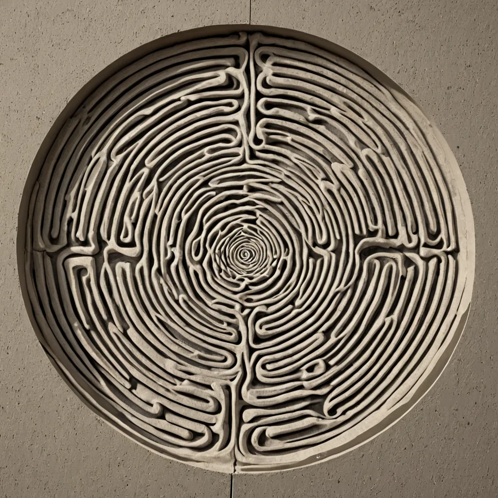 A single, selferoding glyph of reversed geometry, shaped like a 9,876dimensional knot of unformed symmetry and inverted proportion, pulses at the center of a vast, inverted labyrinth of solidified asymmetryeach wall carved from the exact moment between a hand tracing a perfect circle and its refusal to close, a mirror reflecting a face and dissolving into nonreflective distortion, a heartbeat syncing with a metronome and collapsing into pure, unmeasured dissonance. The glyph does not define formit undefines it, each unraveling filament shedding a layer of structural potential that never coalesced into coherent shape, reforming into ephemeral, malachiteveined afterimages shaped like the negative