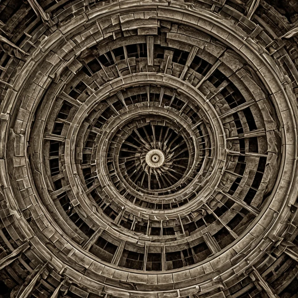 A single, selfgenerating fractal of solidified timelapse, shaped like a 19dimensional spiral of inverted chronology and unformed nostalgia, pulses at the center of a vast, inverted clocktower built from the petrified ticks of a civilization that measured existence through the duration of synchronized, silent staring at the same unmoving second hand. The fractal does not advanceit unremembers, each rotation dissolving a layer of temporal potential that never coalesced into a shared memory, reforming into ephemeral, rosequartzthreaded afterimages shaped like the negative space between two eyes that never blinked in unison during the same moment of mutual anticipation. The clocktower is not mechanicalit is a stratified ex