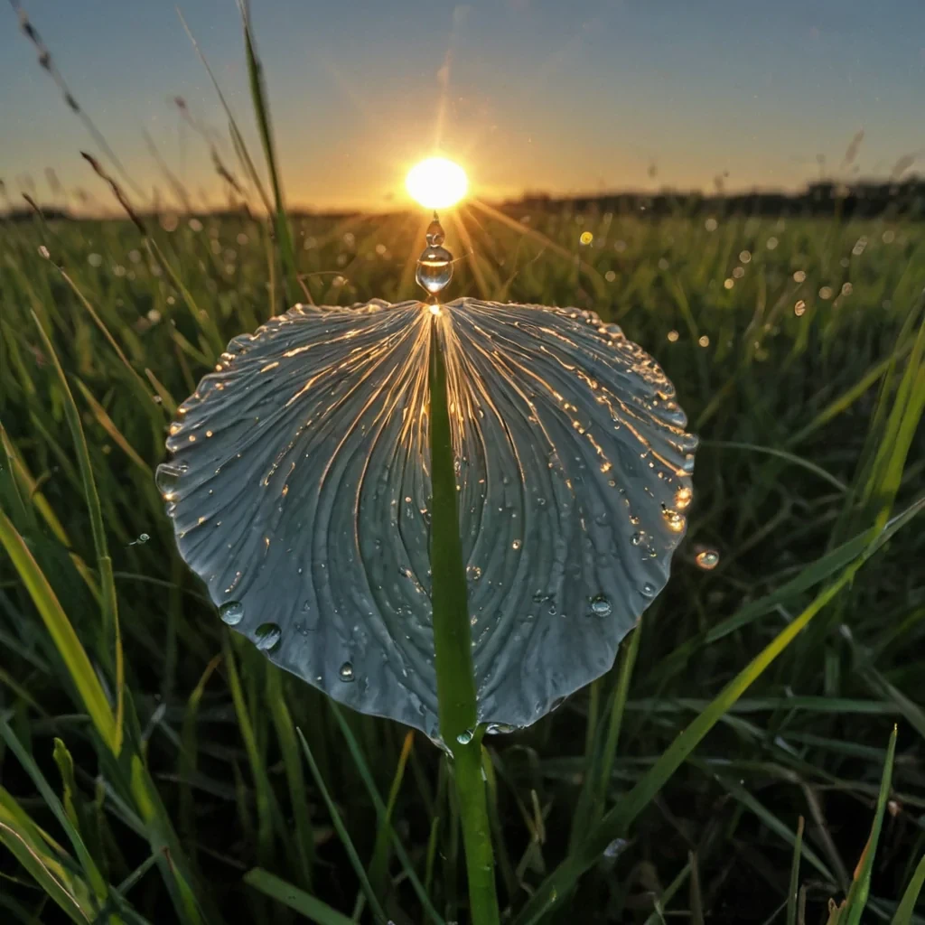 A single, selfsynthesizing bloom of reversed dawn, shaped like a 12,001dimensional petal of unformed light and inverted morning, unfurls through the hollow core of a vast, inverted sky of solidified night. Each petal is spun from the exact moment between a sunrise breaking over the horizon and its refusal to illuminate, a dewdrop forming on a blade of grass and dissolving into nonglisten, a breath syncing with the rhythm of a world waking and collapsing into pure, unmeasured nonawakening. The bloom does not herald dayit unheralds it, each trembling edge shedding a layer of luminous potential that never coalesced into warmth, hope, or the weight of